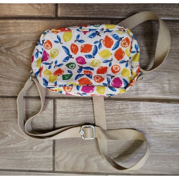 Kipling Fruit Design Crossbody Purse Bag, Lemon Orange Yellow Pink Fruit Spring - Picture 2 of 4